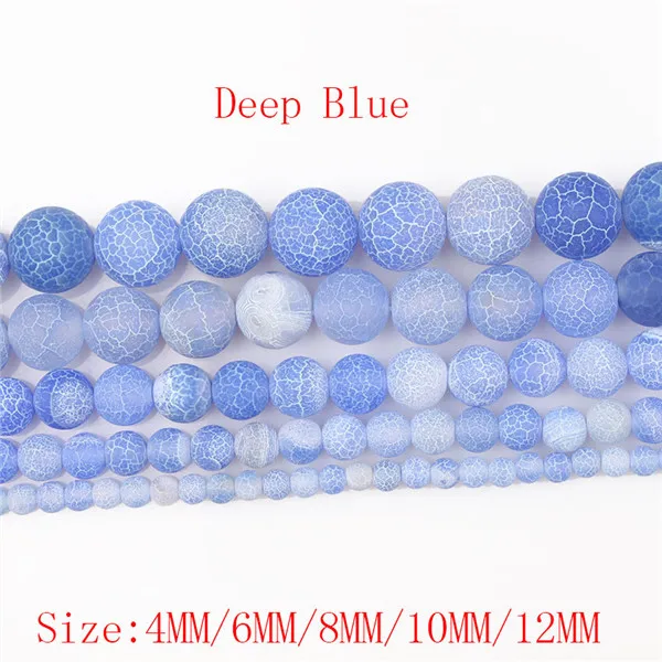 Deep blue agate ston 4, 6, 8, 10, 12 мм бусины из натурального камня матовые потертые агатовые бусины круглая бусина из натурального камня для изготовления ювелирных изделий HK045 - Цвет: Deep blue agate ston