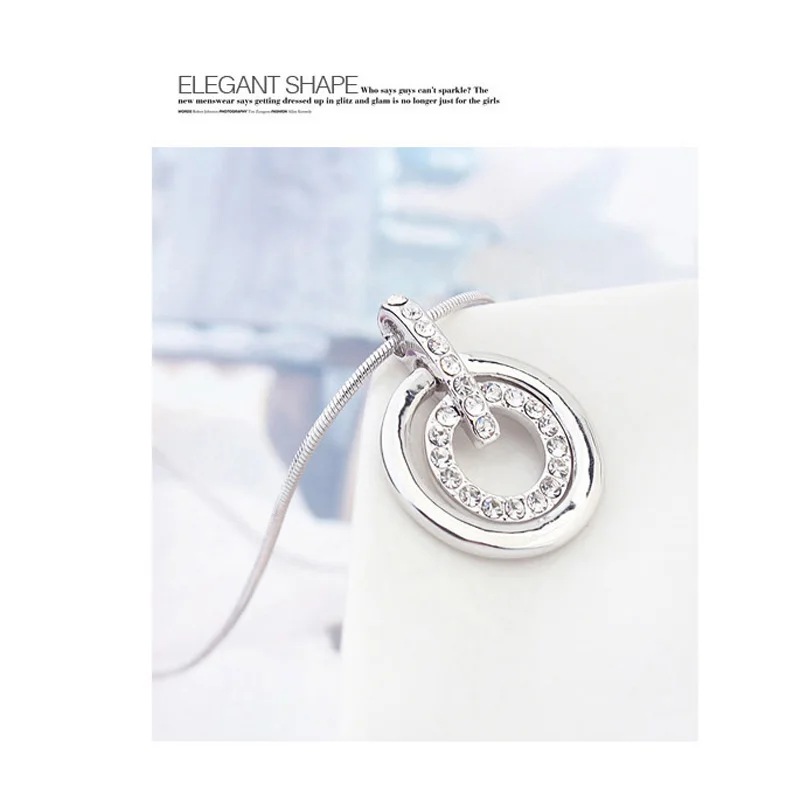 6 Цветов Мода Кристаллы ожерелье Платины Покрытием Кулон Ожерелье для женщин