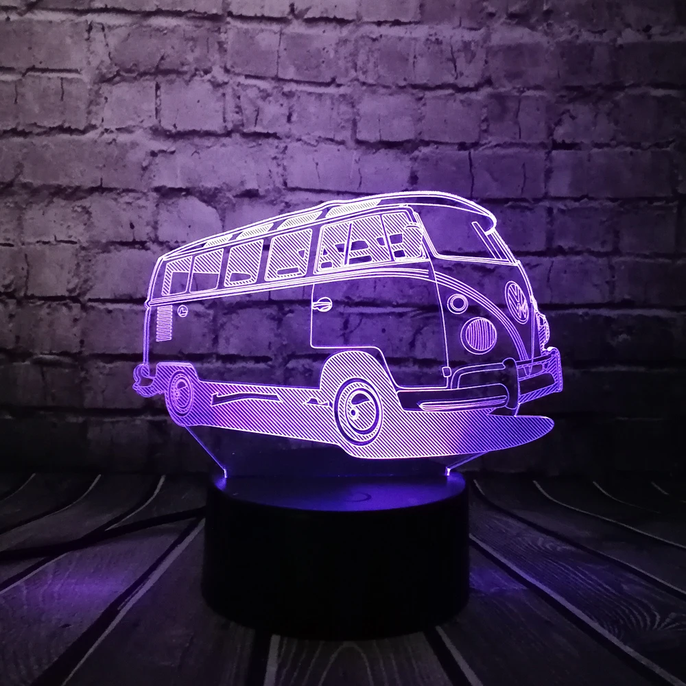 Туристический автобус СВЕТОДИОДНЫЙ 3D лампа многоцветный градиент RGB мультяшный