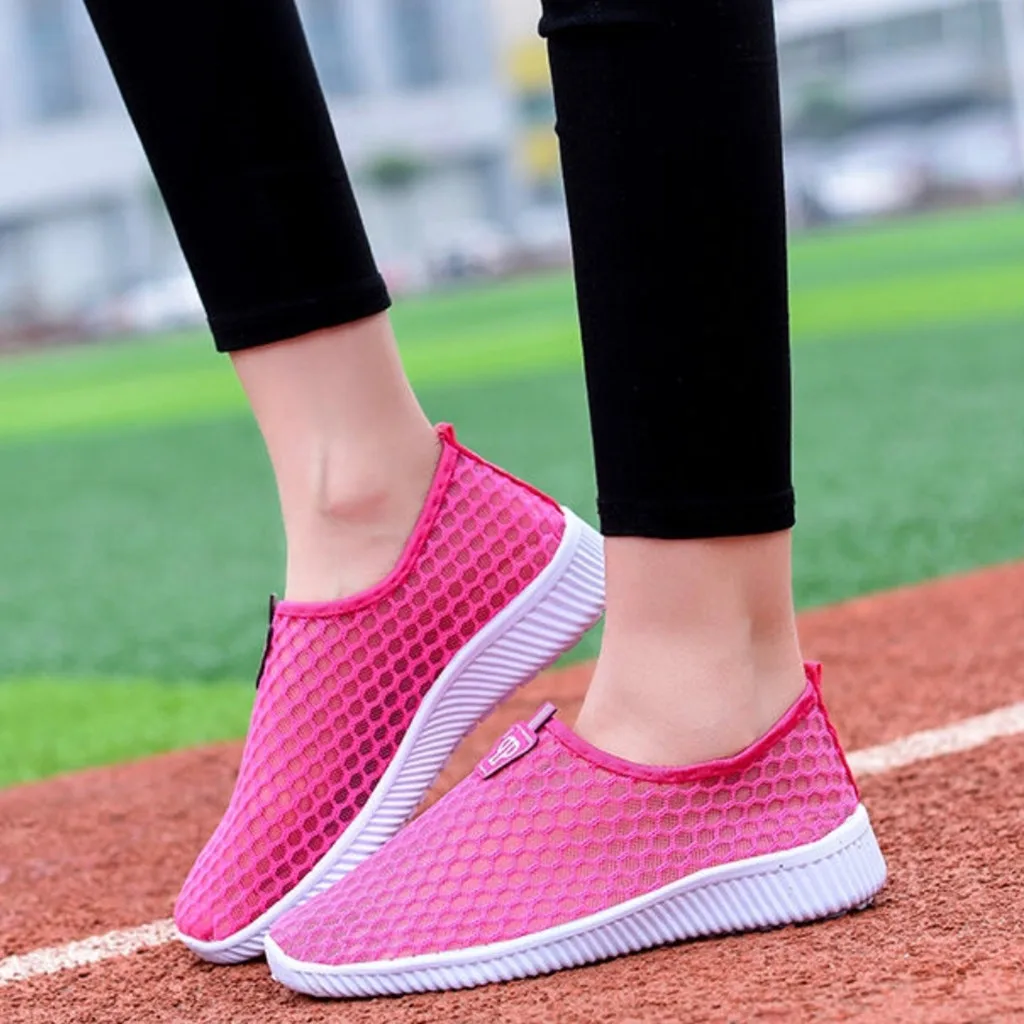 Дышащие легкие лоферы мягкая женская обувь из сетчатого материала на плоской