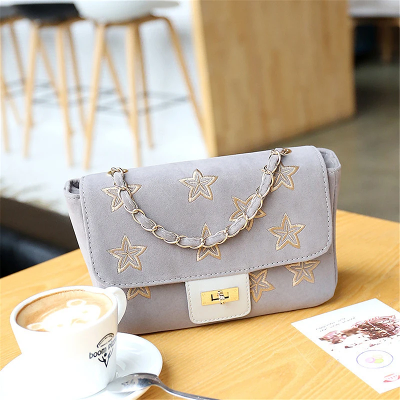 2018 винтажная бархатная сумка с вышивкой со звездами для женщин женская Замшевая