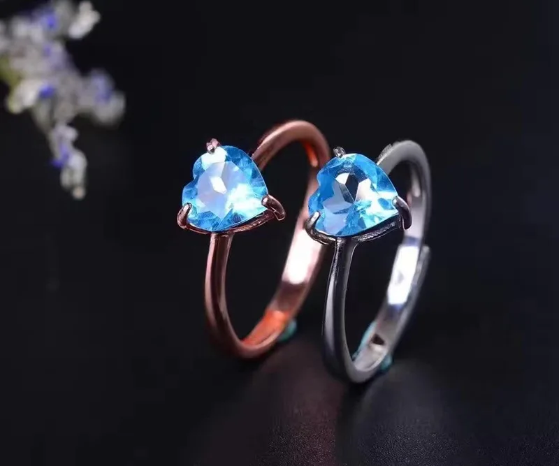 

KJJEAXCMY Fine jewelry Natural Topaz Ring in Sterling Silver with 1 Carat Blue Topaz Women's Ring