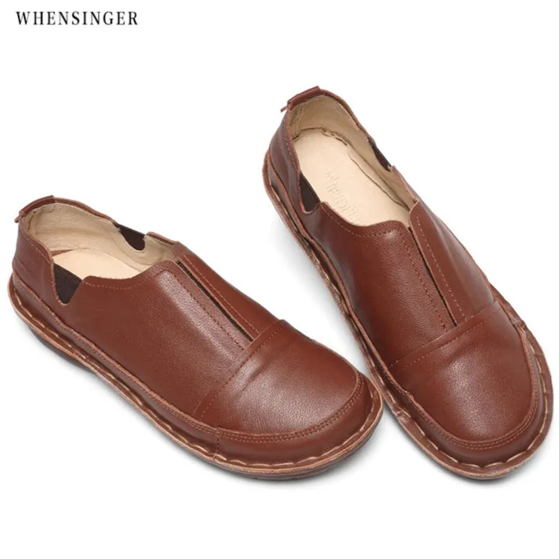 

Whensinger - Women Ballet Flats Genuine Leather Loafers Summer Casual Shoes Flat Comfortable Slip On Moccasins Zapatos Mujer