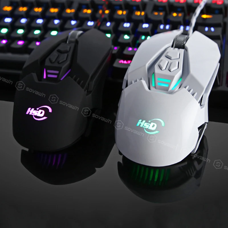 Игровая USB мышь Sovawin проводная оптическая 3D 4000DPI 8 кнопок светодиодная геймерская