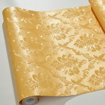 Light Gold 60 см x 5 м виниловые самоклеющиеся обои для домашнего декора цветочные обои для гостиной спальни фон водонепроницаемые наклейки на стену - Цвет: Light Gold