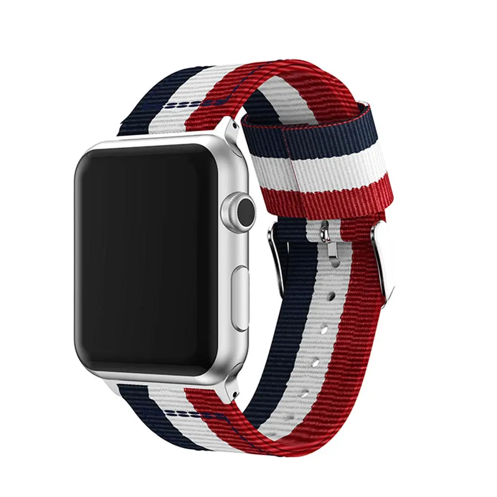 Red white blue Модный ремешок для apple watch Series 5 4 3 2 1 нейлоновый ремешок для iwatch классический стиль цвета узор с адаптерами 38 42 мм - Цвет ремешка: Red white blue