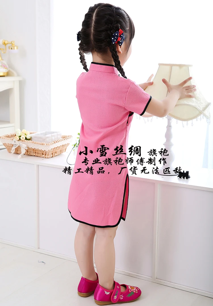 New Summer Female Children Cheongsam With Cotton And Linen Qipao Dress Baby Girls China Wind Restoring Ancient | Детская одежда и