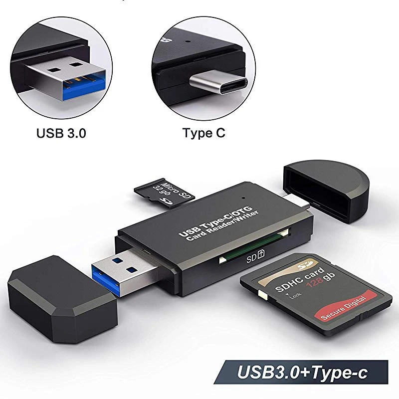 USB 3.0 with TypeC OTG Micro SD кард-ридер USB 3,0 кард-ридер 2,0 для USB Micro SD адаптер флеш-накопитель смарт-кард-ридер Тип C кардридер - Цвет: USB 3.0 with TypeC