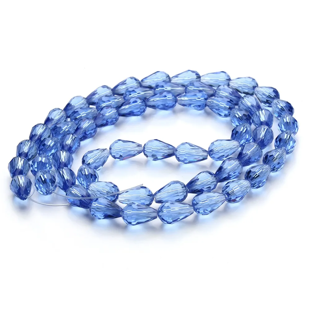 

Wholesale 8*12mm Blue Faceted Crystal Glass Water Drop Beads Czech Seed Loose Spacer Bead for DIY Bracelet Jewelry Handmade