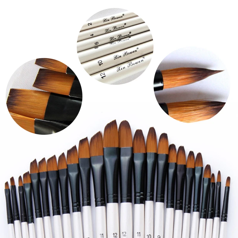 6 шт. нейлоновая деревянная ручка для рисования акварельная кисть алюминиевая