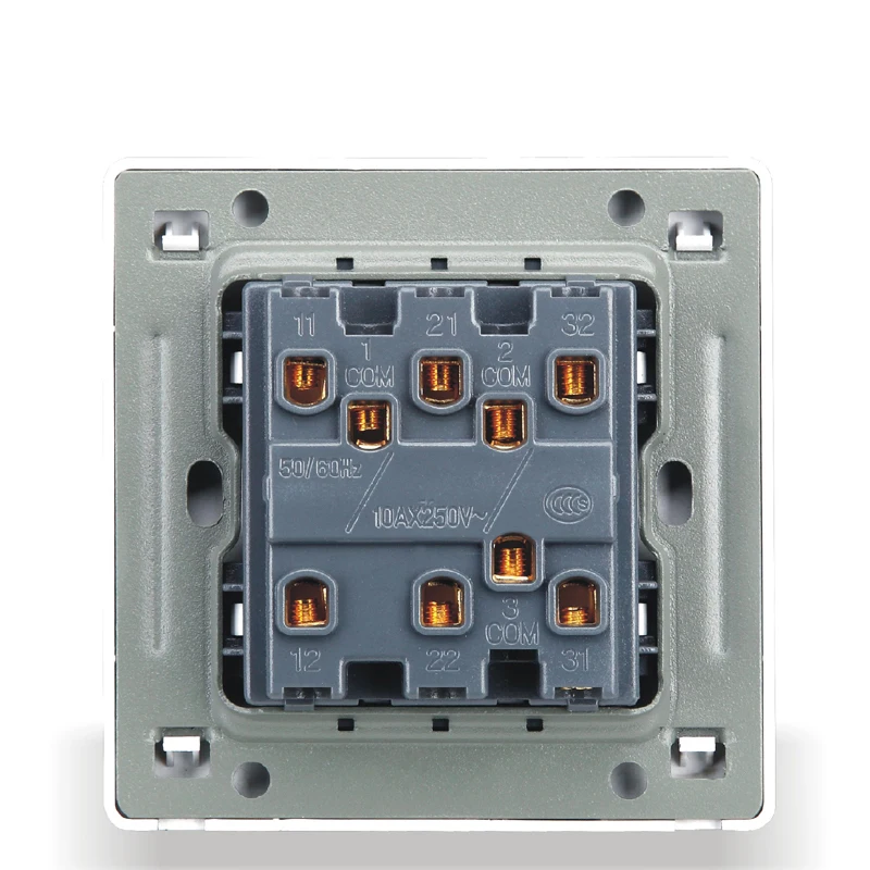 

Home-Installed Wall Switch Socket, 86-Type Concealed Black Steel Frame, Three Open Double-Toggle Switch, PC 220V 10A