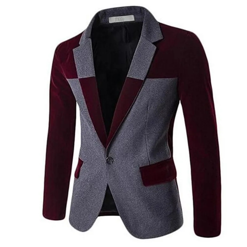 

2017 Blazers for Men Wool Blends Contrast Color Men Blazer Slim Fit Big Size Casual Mens Blazer Jacket terno masculion