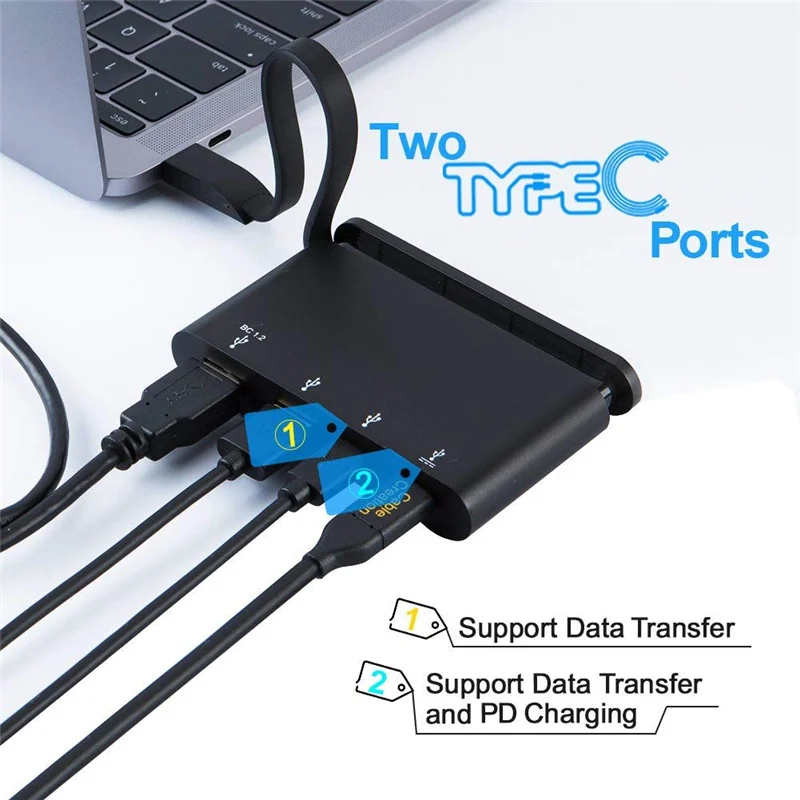 Адаптер передачи данных и зарядки PD типа C на 2 USB 3 0 + совместим с Thunderbolt поддержка