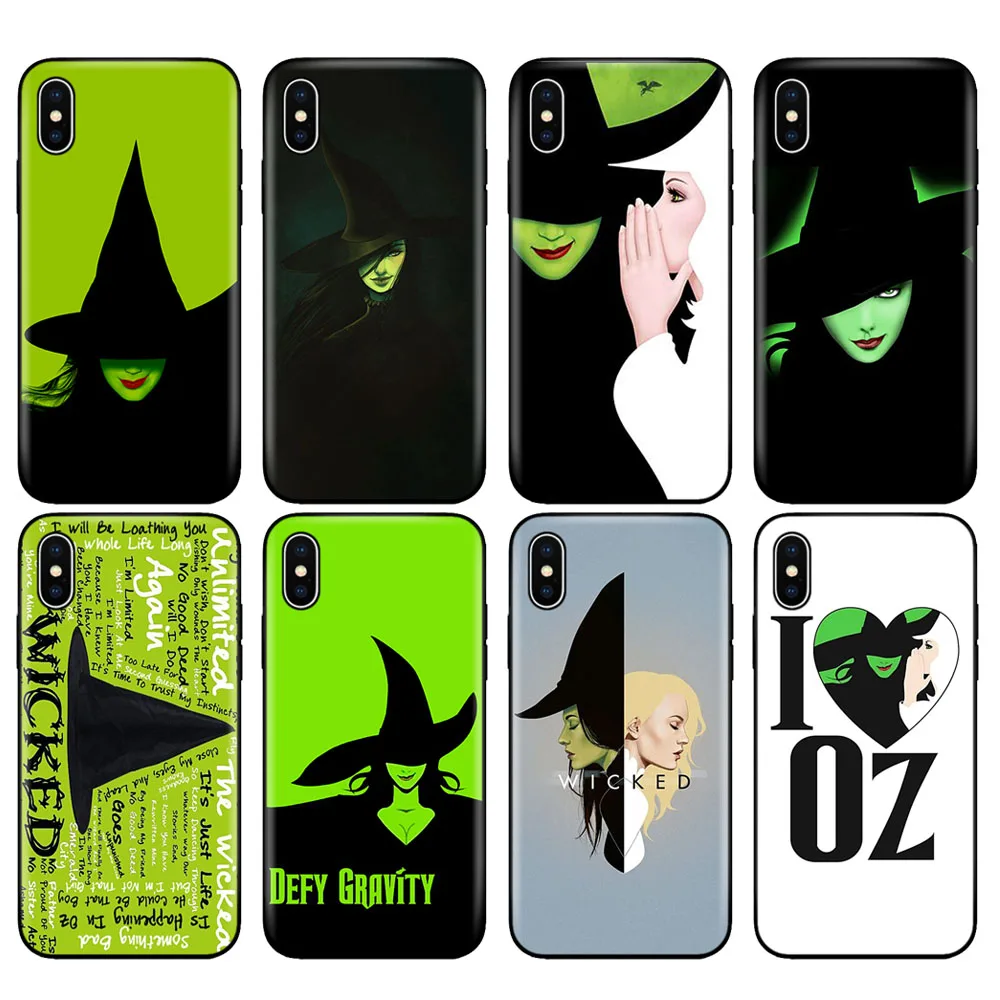 

Black tpu case for iphone 5 5s SE 2020 6 6s 7 8 plus x 10 silicon cover for iphone XR XS 11 pro Max Broadway Musical Wicked