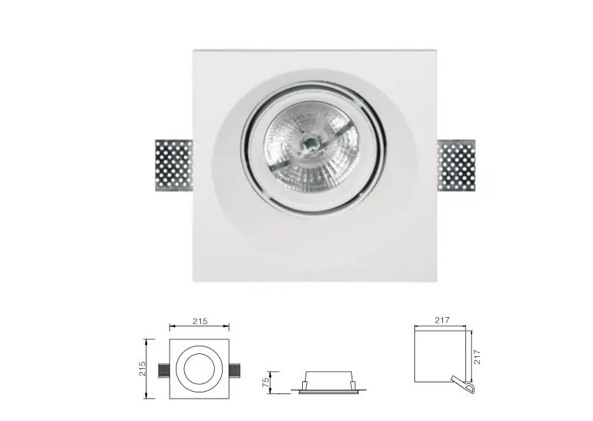 

Adjustable Recessed gypsum ceiling light with AR111 LED bulb 9-12W for indoor , Special Plaster trimless down light, LED lamp