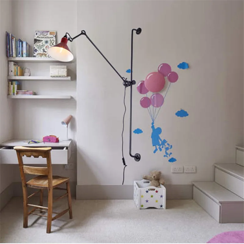 Американская Ретро промышленная вращающаяся светодиодная настенная лампа