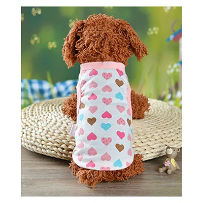 Pet Puppy Small Dog Vest Soft Cotton Shirt T-shirt for Pets Cat Puppy Dog Clothes Teddy Bulldog Pug Apparel in Spring and Summer - Цвет: Розовый