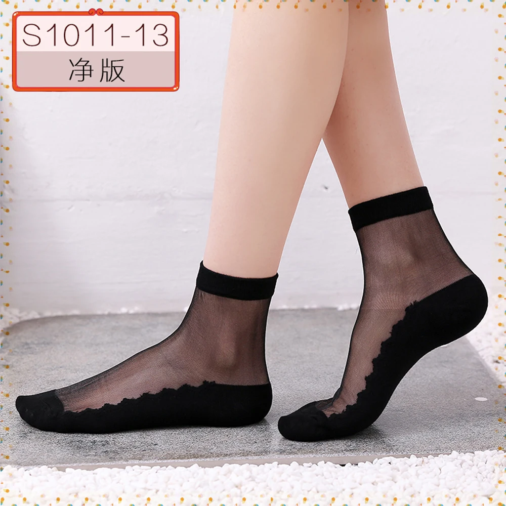 FIVE HEAD Women's pure version of sexy lace stockings Simple and generous solid color design ladies |
