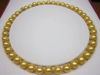 10 11mm genuine gold south sea pearl necklace yellow clasp