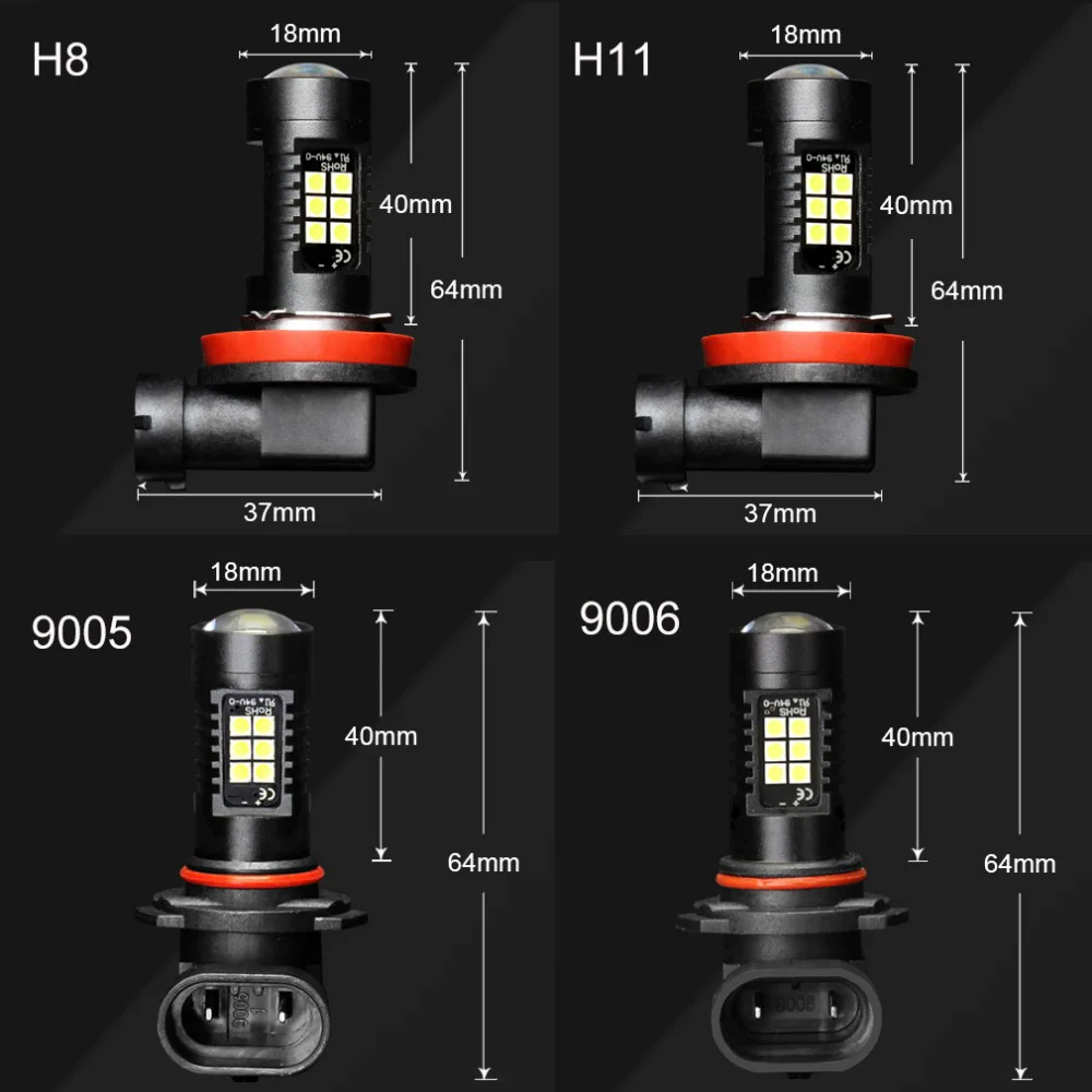 2 шт. 9005 9006 светодиодные лампы для противотуманных фар 3030SMD 1800LM 6000K белый вождение автомобиля ходовой огонь автоматические светодиоды светильник 12V 24V автомобильные аксессуары