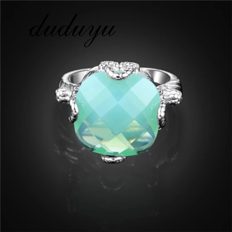 Женское кольцо принцессы Kate Green Gem серебряное с зеленым кристаллом ювелирное