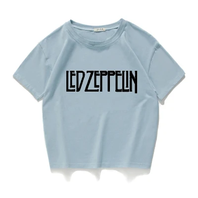 Led zeppelin, жесткая рок-Футболка, женская, хлопок, уличная мода, народный рок, короткая футболка, женская, с круглым вырезом, в стиле панк, графический, Женский кроп-топ - Цвет: B434 blue