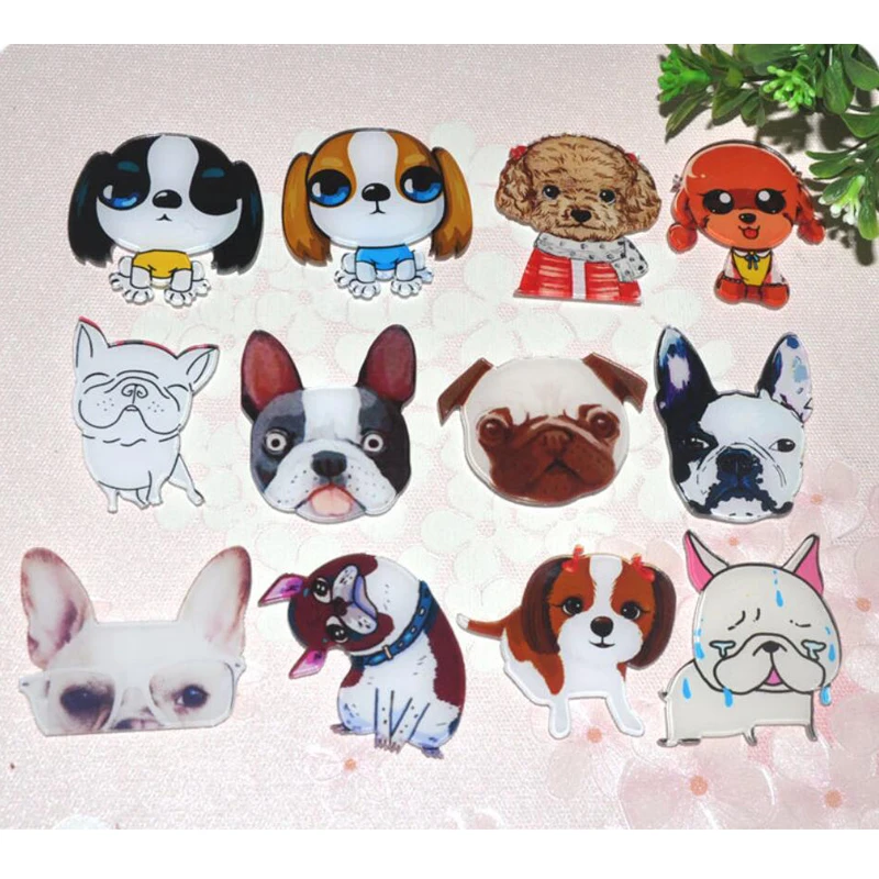 Акриловые Броши с героями мультфильмов 1 шт. Милые в виде собак мопса плюшевого