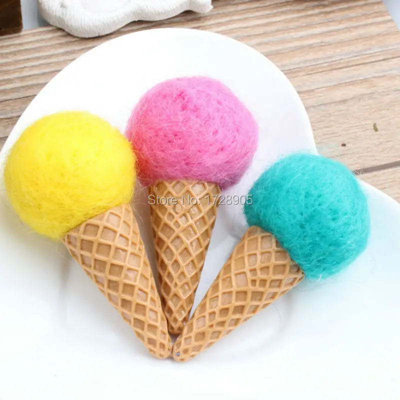 Christmas Wool Felt Ball Ice Cream Lolly Felt Balls Pom Pom 100% Wool Ball 60*30mm 10pcs Various Colors Wool Doll Accessories