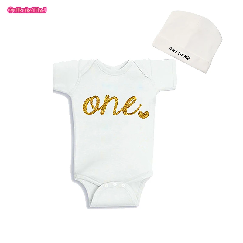 oneloveandcap Culbutomind One LOVE первый день рождения ребенка боди 1 год День рождения девочка одежда с персонализированной шапочкой для От 0 до 12 месяцев - Цвет: oneloveandcap