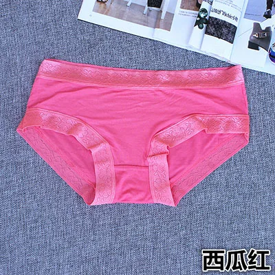 Watermelon red Высокоэластичные модальные кружева Бесшовные Ice Silk Брюки Шорты повседневные женские летние брюки Трусы Трусики Boyshort - Цвет: Watermelon red