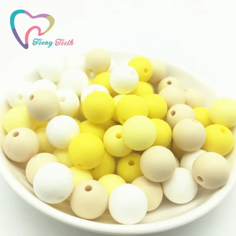 Teeny Teeth 50PCS Yellow Series Colors Combo Silicone Round Dia 12-15 MM Loose Beads Teething | Украшения и аксессуары