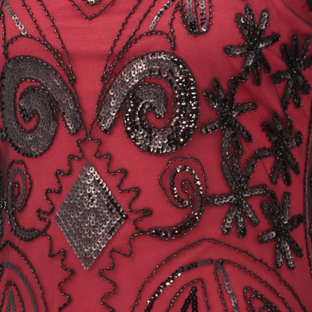 Женское черное винтажное платье Гэтсби 1920-х годов с о-образным вырезом, без рукавов, в стиле ар-нуво с пайетками, бисером и бахромой для вечеринки.