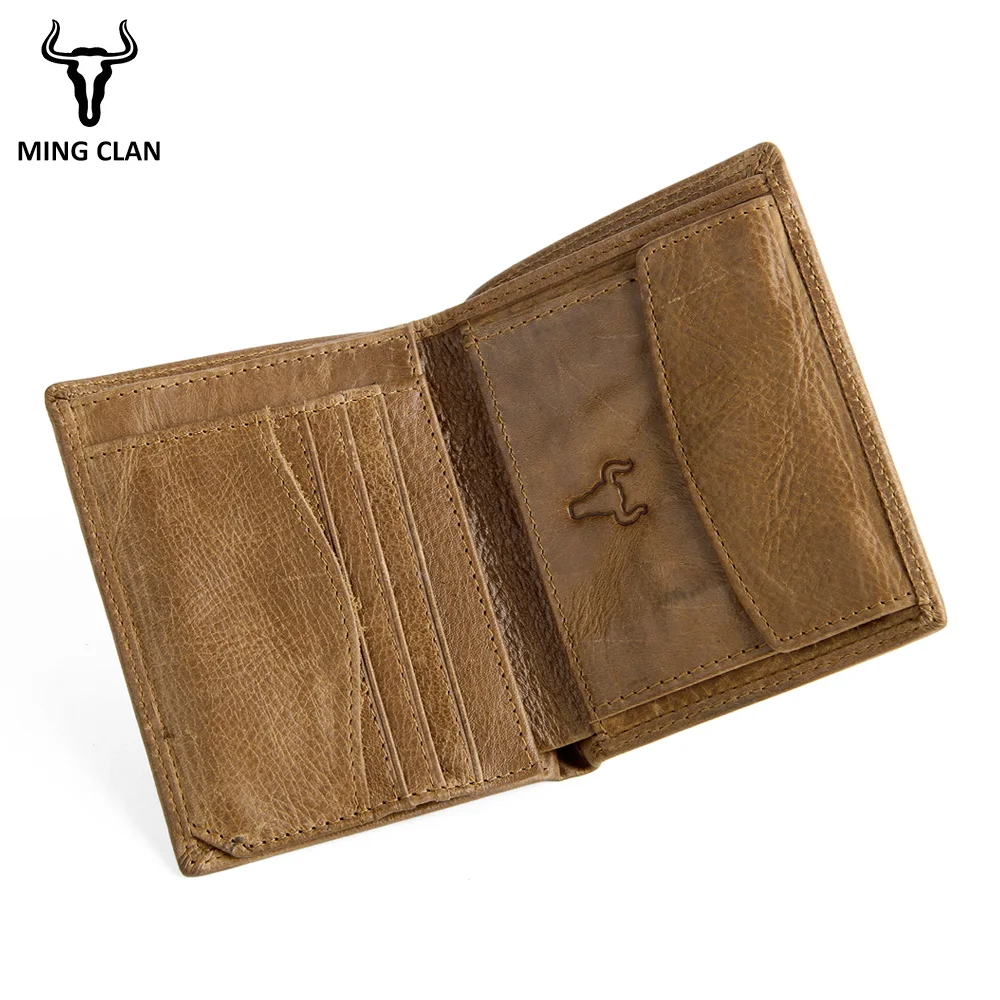 Wallet Men With Coin Purse Genuine Leather Short Wallet Vintage Cow Leather Casual Male Wallet Purse Crad Holders Slim Wallets