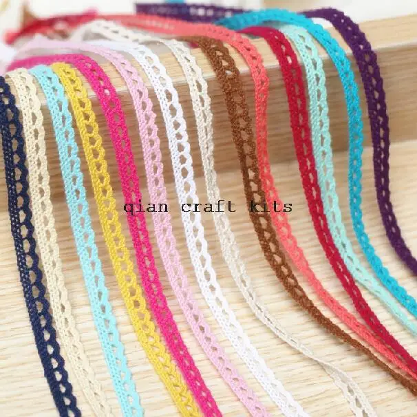 

120 yards Cotton Trim For Craft And Fashion Projects mix color 12mm Ribbon assorted