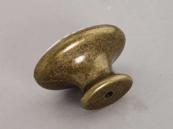 Ceramic Cabinet Knobs Antique Brass Oval Dresser Drawer Pulls Handles White Gold French Furniture Knob Pull Handle Hardware |