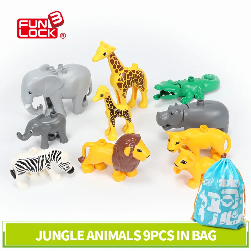 Конструктор Funlock Duplo игрушки животные на прерии 10 шт. в сумке креативные сборные