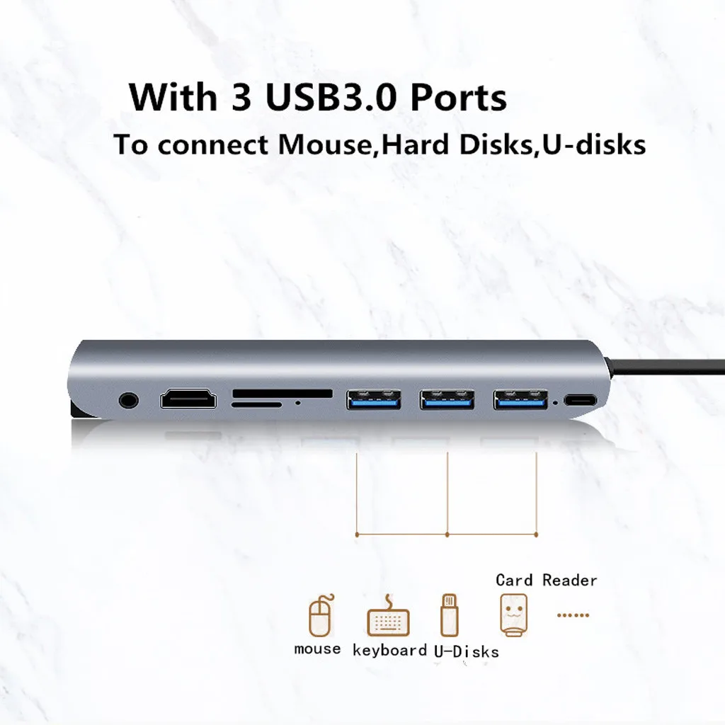 9 в 1 адаптер 3 док станция Тип c к HDMI 4K VGA USB3.0 концентратор TF SD слот USB C PD с аудио