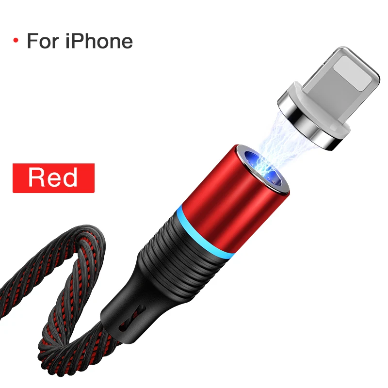 Red for IOS CAFELE QC3.0 Магнитный USB кабель usb type C Micro кабель для iPhone X XS MAX XR 8 7 6 Plus 3A кабель для быстрой зарядки и синхронизации данных - Цвет: Red for IOS