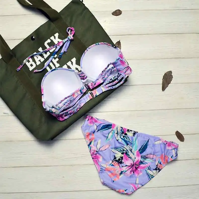 2019 New Arrival Summer Bikinis Sexy Women Swimsuit Low Waist Two Pieces Swimsuits Flower Bikini Set Women's Swimwear S94313X |
