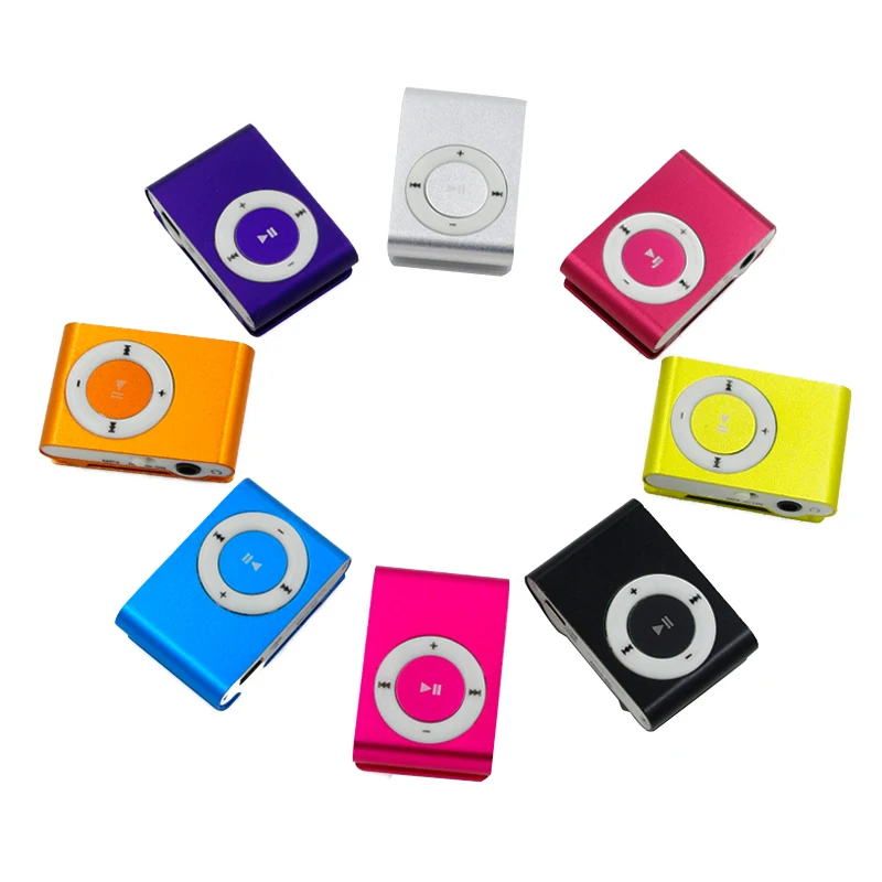 Спорт 3.5 мм Мини MP3 Плееры Micro USB Металл Клип Поддержка Tf-карты Слот Цифровой