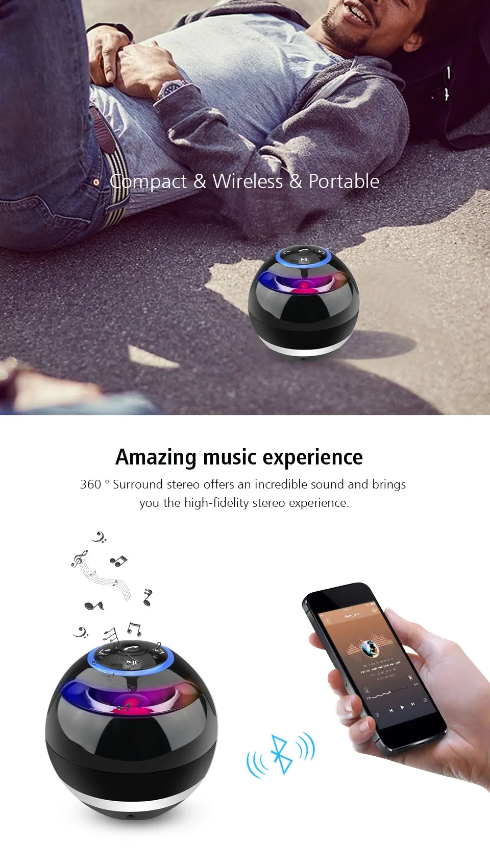 Nasin круглый беспроводной Bluetooth динамик портативный сабвуфер w микрофон Поддержка TF карты USB MP3 FM AUX громкой связи для смартфонов