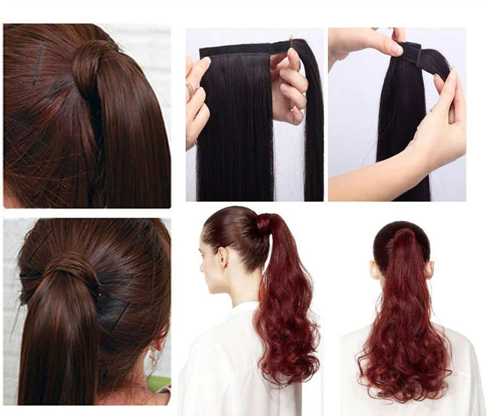 s-noilite Clip In Ponytail Synthetic Wrap Around Ponytail Clip In Hair Extension Long Curly Hairpiece Fake Hair Braid Ponytail