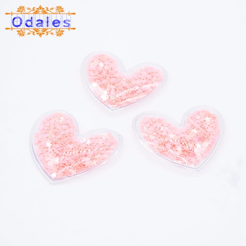 Korean Pink 12 шт. каваи подушечки сердечки Аппликации Аксессуары для DIY ободок для волос прозрачные кожаные патчи с шикарными свободные звезды блестки - Цвет: Korean Pink