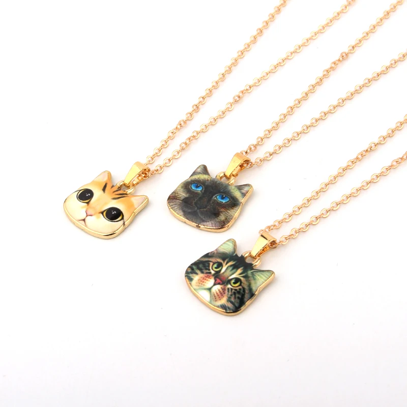 Ожерелье эмалированное женское с подвеской в виде головы кошки|love necklace|necklace
