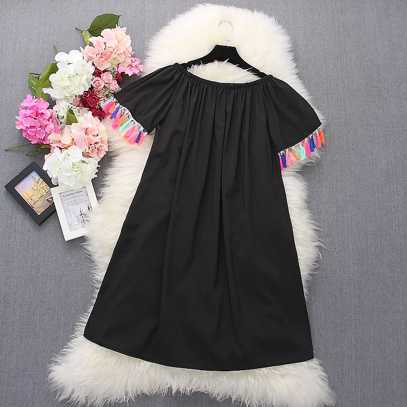 Женское платье Alphalmoda Пляжное повседневное с длинным рукавом и кисточками|chiffon