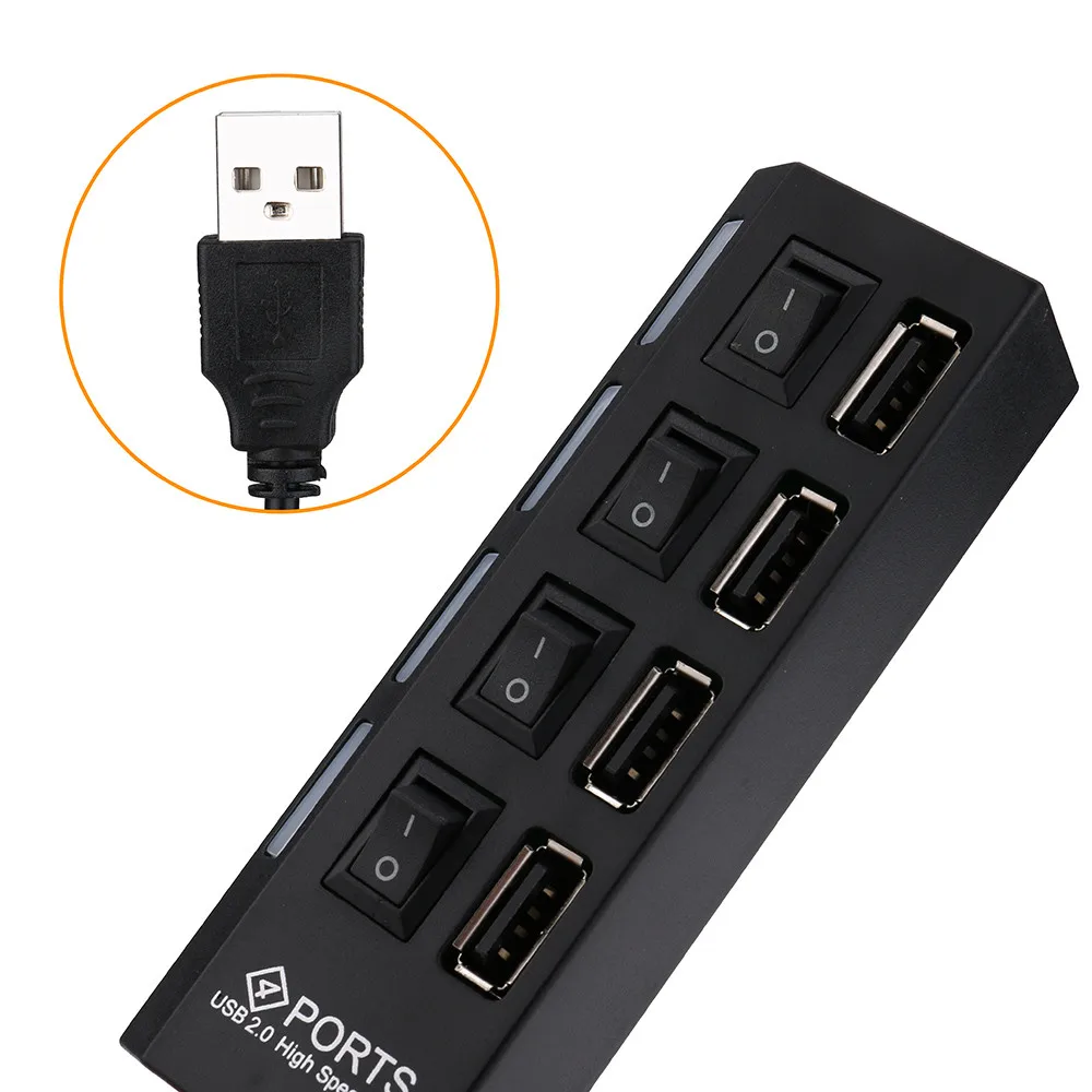 4 портовый микро USB концентратор 2 0 высокоскоростной разветвитель 480 Мбит/с LED с