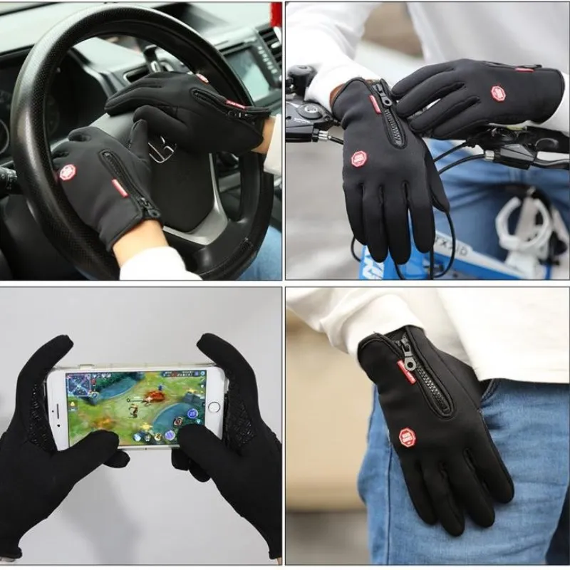 Унисекс ветрозащитный Велосипедный спорт перчатки Guantes Ciclismo Теплый Спорт На Открытом Воздухе Пеший туризм кемпинг Нескользящие сенсорный