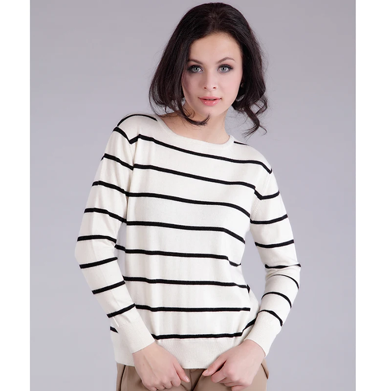 HZYRMY Spring Autumn NewWomen Cashmere Cardigan Round Neck Fashion Stripe Short Rear Shirt Loose Wool Knit Soft Sweater |