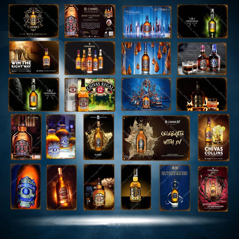 Винтаж пиво плакат Chivas Regal из металла наклейки в ретро стиле классические напитки