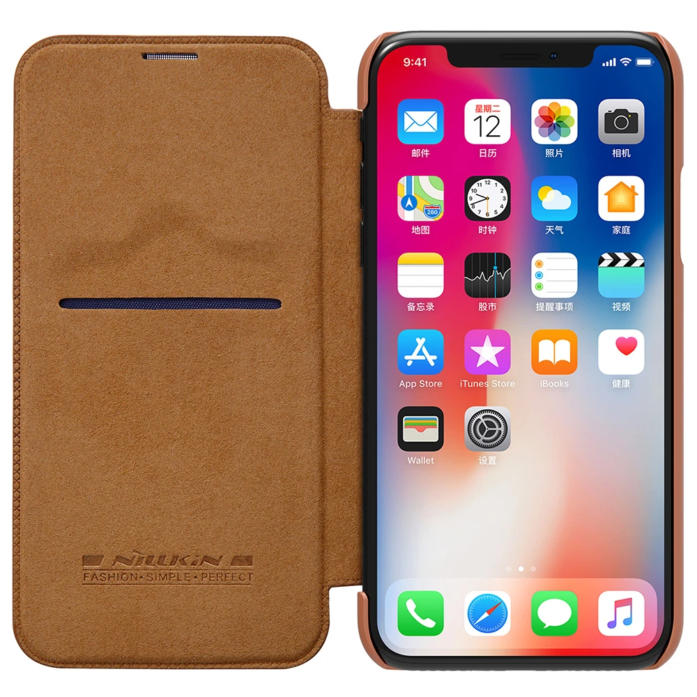 10 шт./лот оптовая продажа кошелек серии NILLKIN Qin кожаный чехол-книжка для Apple iphone xs x